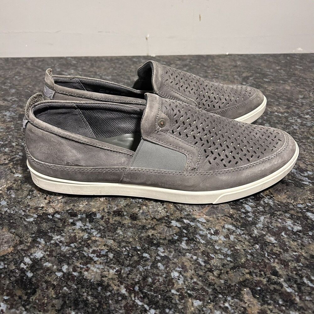 ECCO Collin 2.0 Perforated Slip On Shoes Men Size 11 Gray Nubuck Comfort Loafers